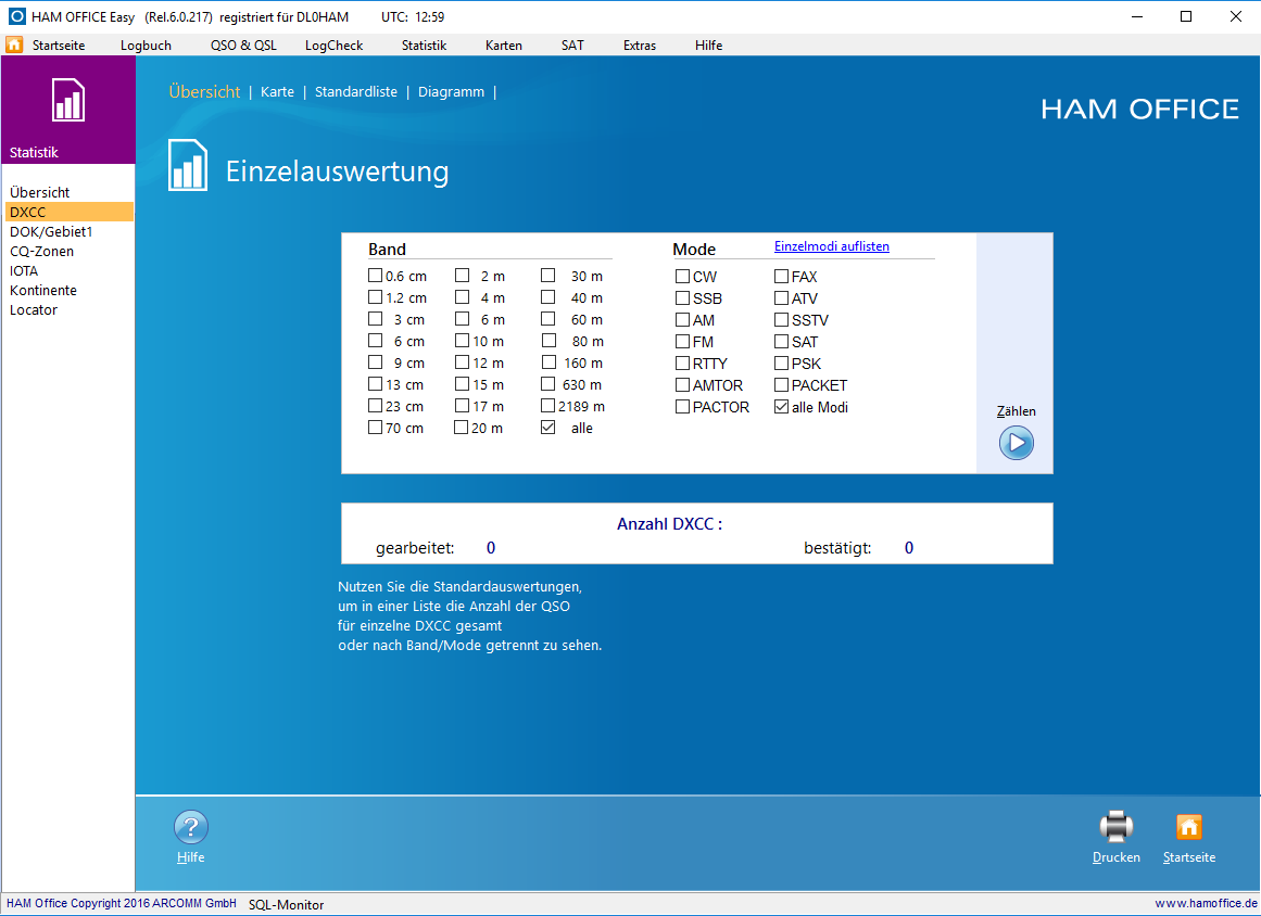 Einzelauswertung DXCC