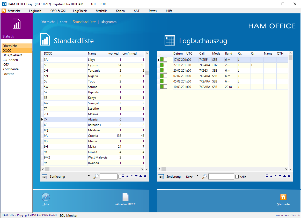 QSO-Auswertung Standardliste